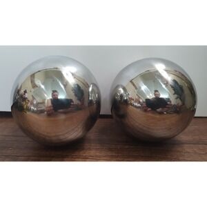 2 Shiny Silver Tone Decorative Ball Orbs Vase Filler D2